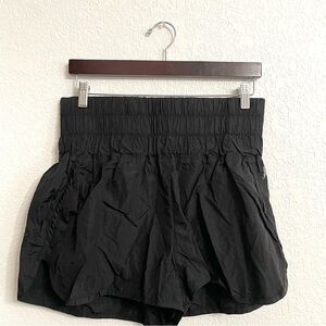 Free People Movement Womens Shorts Black High Waist Wide Band Lined Size XL